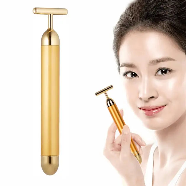 V-Shaped Electric Facial Massage Bar – Gold Micro-Vibration Facial Sculptor Souq Al Riyad